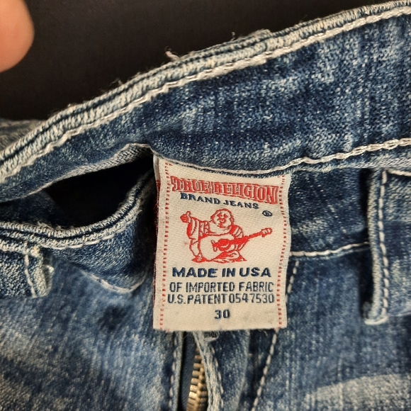 Size 30 True Religion Stretchy Jeans Metallic Silver Sequins & button pockets - Picture 12 of 12